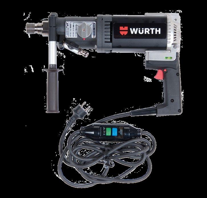 000 Watt Motor 230 V/50/60 Hz/3-stupňová prevodovka Ručné vŕtanie mokré v betóne 8 40 mm Ø: Vŕtanie zo stojana mokré v betóne 8 132 mm Suché vŕtanie v murive 20 164 mm Rozsah
