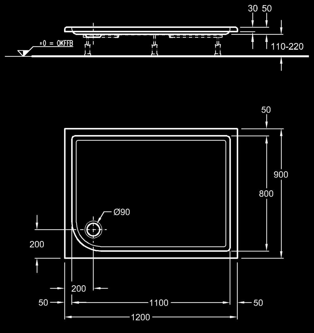 100 cm, hĺbka 5 cm I 662450 315,00 378,00 11 odtok: 90 mm