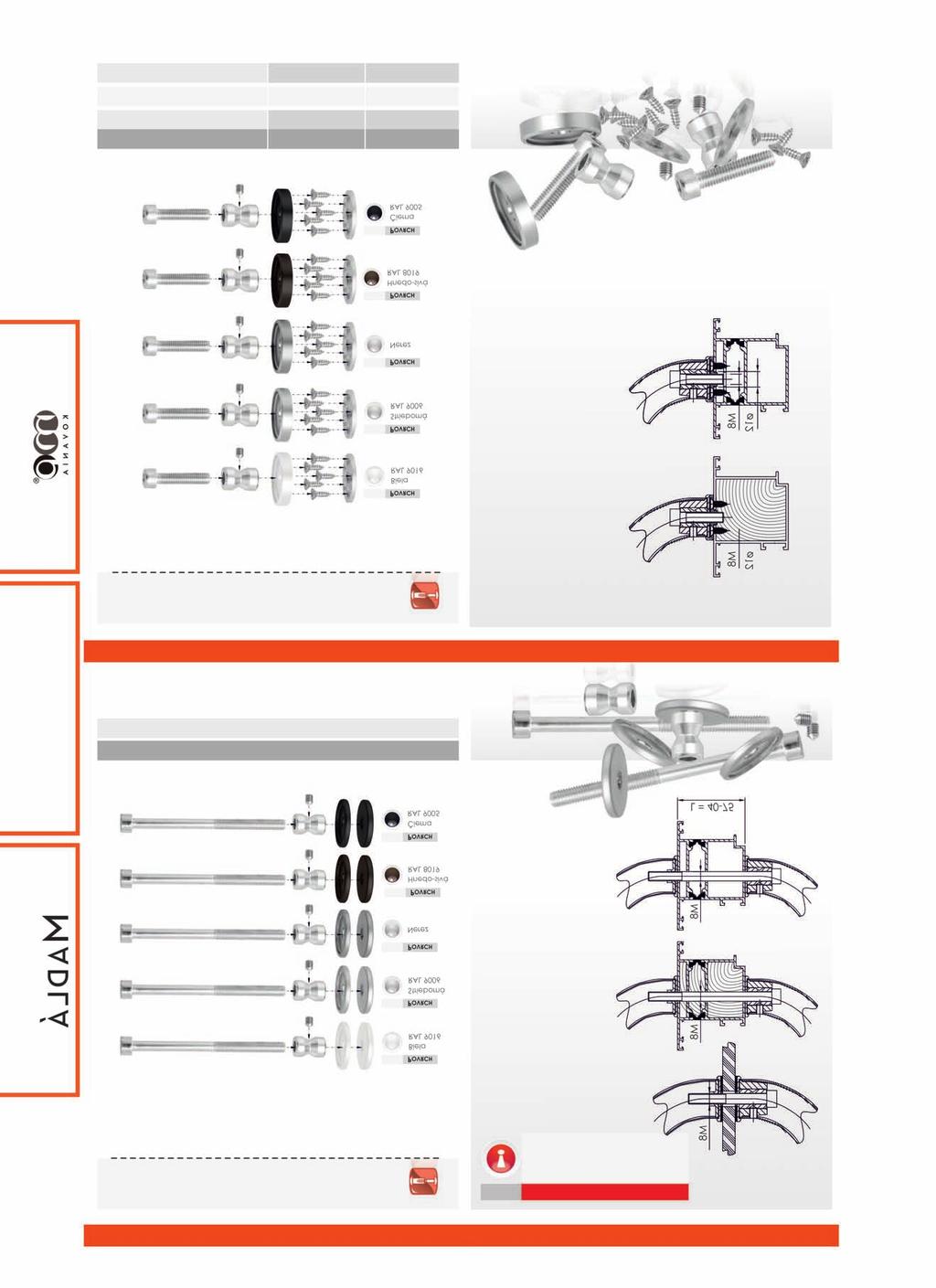 SPOJOVACÍ MATERIÁL TYP W/ A - K DVERNÝM MADLÁM / NA PÁR TYP W/A Spojovací materiál Typ W/A pre pár madla W/M1, W/M2 a W/M6 je súčasťou balení pri pároch madiel a je zahrnutý v cene balenia.