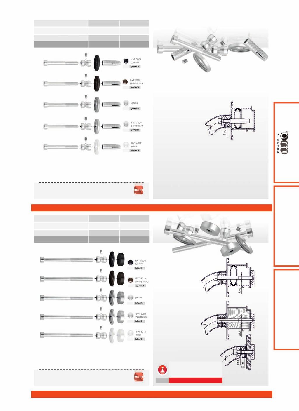 SPOJOVACÍ MATERIÁL TYP W/ C - K DVERNÝM MADLÁM / NA KUS TYP W/C Spojovací materiál Typ W/C pre jeden kus madla W/ M1, W/ M2 a W/ M6. Uvedené madlá nájdete na strane 10-15.