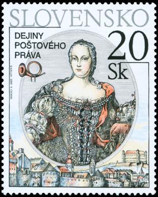 výročie narodenia Márie Terézie (stvárnenej na známke Slovenskej pošty z roku 2000). Koľké narodeniny oslávila v roku, keď sa stala panovníčkou habsburskej monarchie? 9.