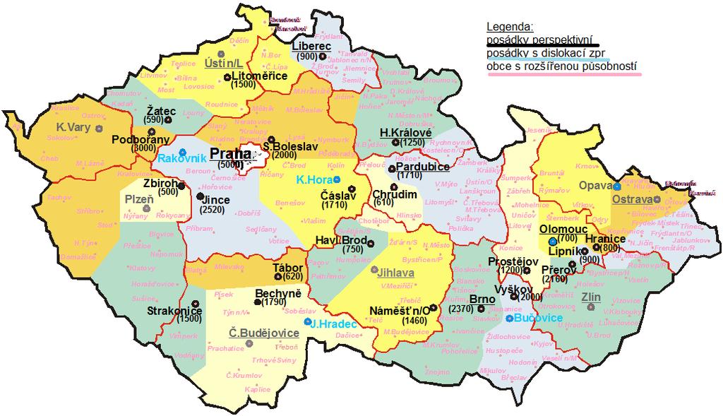 Obr. č. 1 Schéma nasazení sil AČR při živelních pohromách (posádky nad 500 osob). 27 Poznámka k obrázku: vyčlenění vojsk pro patronátní ohrožení oblasti je bez ohledu na jejich specializaci.