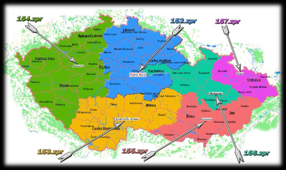 Obr. č. 2 Obvody působnosti VZÚ v České republice v letech 2003 2007. Zdroj: Odbor komunikačních strategií Ministerstva obrany. 1.2.6 Období 2007 2012 Usnesením č.