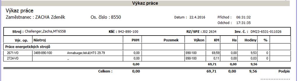 Sestavy o IQ Mechanizace o Výkaz práce