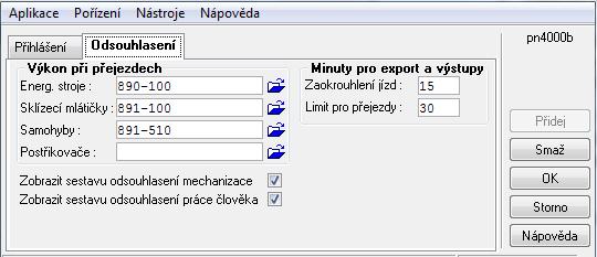cz načítají vlastní PB Záložka Odsouhlasení o Výkony při přejezdech Nastavit čísla výkonů, kam mají být případně směřovány data z GPS, pokud nelze dohledat výrobní operaci Stažená data se pak