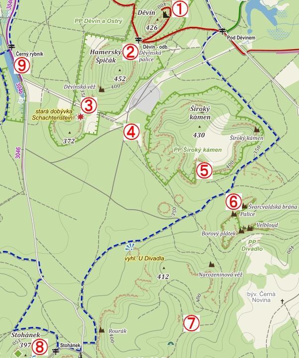 TURISTICKÁ MAPA S VYZNAČENÝMI