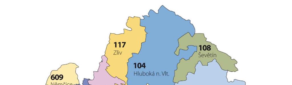 Obrázek 32 - Tarifní zóny JČK kraje (Zdroj- JIKORD) Tarifní zóna IDS JK č. 100 = tarifní zóna č.