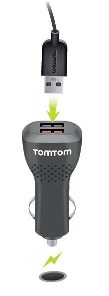 Tip: Pomocí vysokorychlostní duální nabíječky můžete nabíjet současně zařízení TomTom Rider i smartphone.