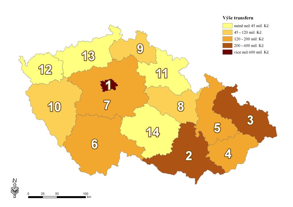 Průběžný monitoring 2008 Příloha č. 8 - Transféry ze SR ČR dle krajů ČR v mil.