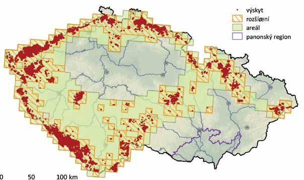Lesostepní bory, rozšíření a výskyt habitatu 91U0 Acidofilní smrčiny