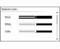 Základní funkce 115 Nastavení hloubek, středního rozsahu a výšek Procházejte seznamem a stiskněte MENU, čímž aktivujete Hloub., Středy nebo Výšky. Otočte MENU a upravte požadované nastavení.