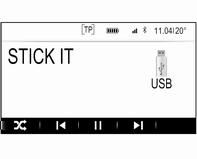 132 Externí zařízení Opakovaně stiskněte MEDIA a aktivuje požadovaný zdroj média. Příklad: hlavní nabídka USB. Funkční tlačítka Během přehrávání zdroje AUX nejsou funkční tlačítka dostupná.