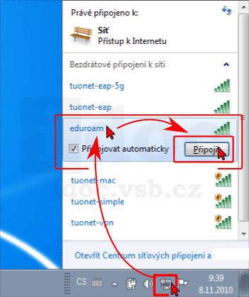 10. V případě, že se k síti připojujete na daném systému poprvé nebo bylo změněno heslo, objeví se