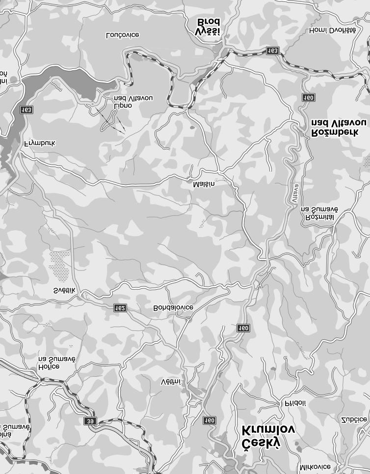 CELKOVÁ MAPA - uzavřený úsek silnice II/160 - objí zdná trasa - neznačená objí zdnátrasa pro autobusy -