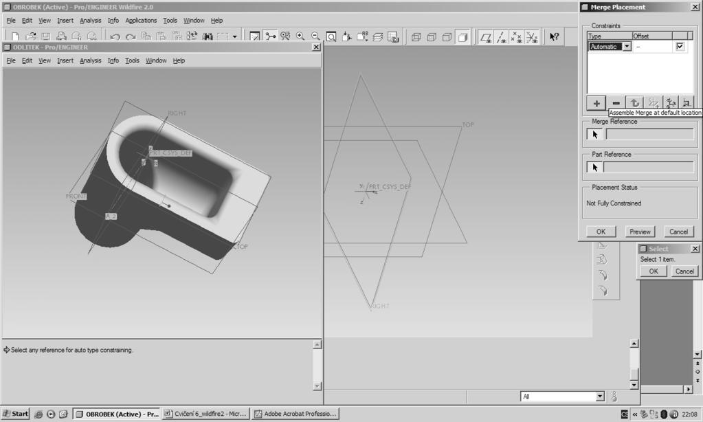 Cvičení 6 z předmětu CAD I. OBROBEK- VÝKRES Pro/ENGINEER Wildfire2.