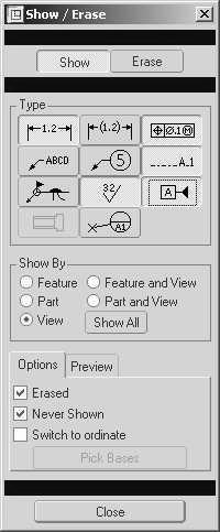 Vložení pohledů a řezů. Po volbě v roletovém menu Insert, Drawing View, General podle výzvy v příkazovém řádku označte klikem kurzoru umístění - střed (CENTER POINT) základního pohledu.