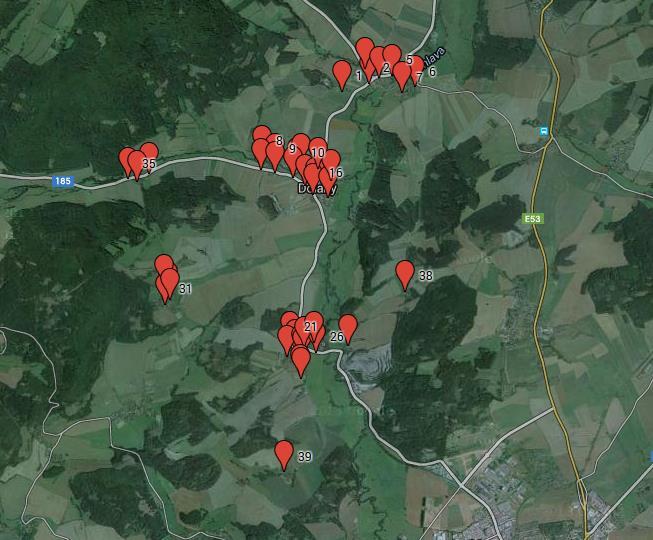 Balkovy Dolany 1. Malechov 6. Řakom 2. 3. Sekrýt 5.