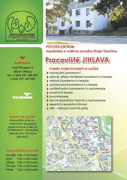 Informovanost o službách, propagace a odborné aktivity Psychocentrum manželská a rodinná poradna Kraje Vysočina v roce
