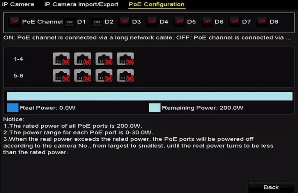 Obrázek 2 43 Konfigurace funkce PoE Ve výchozím nastavení funkce PoE je povolena možnost režim pro krátké síťové kabely (možnost OFF).