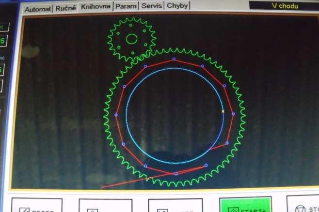 Pro zuby řetězového kola byly parametry řezu změněny s ohledem na kvalitu povrchu.