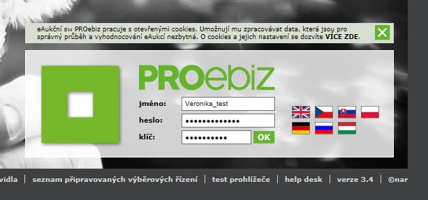 6a) Přihlášení do VŘ s klíčem Do výběrového řízení se přihlásíte na následující adrese: https://eaukce.cetin.