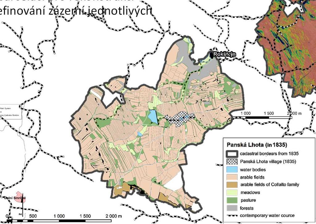 katastr 1835 Vektorizovaný stabilní katastr 1835 Výpočty reliéfu s původními mezními pásy oddělující zemědělskou