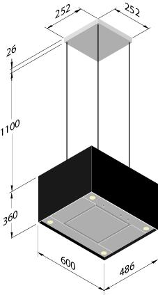 4 rychlosti osvětlení: LED 1,2W -2x pro nástěnný, 4x pro ostrůvkový 4000 K (bez ambiente