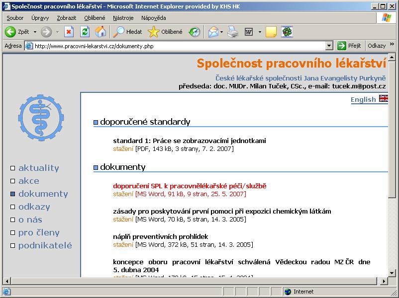 Princip stanovení náplně preventivní prohlídky webové stránky SPL Část dokumenty Ke stažení náplň preventivních