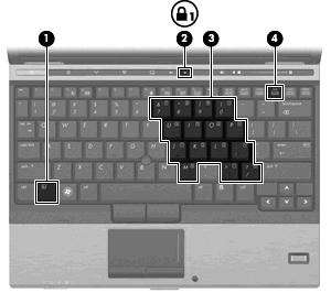 5 Používání klávesnice Počítač je vybaven integrovanou číselnou klávesnicí, podporuje však i připojení externí klávesnice s číselnými klávesami.