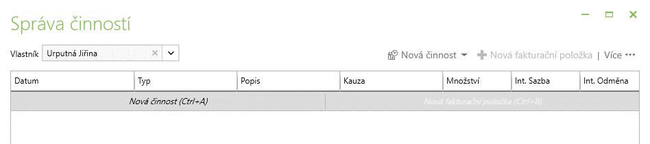 Reference source not found. v menu Error! Reference source not found. na straně Error! Bookmark not defined.. K činnosti můžete přiřadit, kolik fakturačních položek chcete.