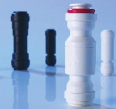Zpětné ventily Zpětné ventily John Guest jsou vyrobeny z acetal kopolymeru (POM) a byly vyvinuty speciálně pro použití s pitnou vodou.