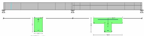 8. Zadání průřezu: Zadání x=5.00 m 9. Úpravy průřezu: Volba průřezu Q-3 Skoky v průřezech vnikají na místech, kde se na stejném místě x definují dva různé průřezy.