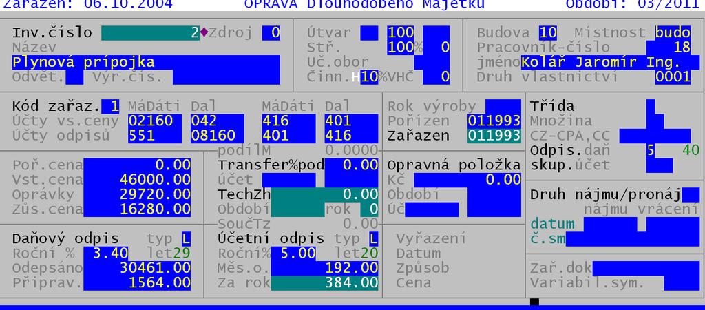 Další řádek v rámci zařazených (označený na obrázku 1 7 8 2 3 4 jako 7) nese informaci o všech kartách zařazených před posledním vypsaným rokem (v ukázce, před rokem 2010).