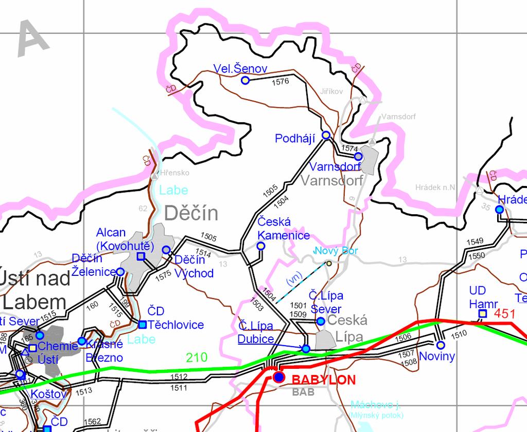 Obr. 5 Schéma sítě PS A DS 110 kv- výřez Šluknovský výběžek [4] Navýšení napěťové hladiny si vyžádá další investice do způsobu připojení závodu k ES.