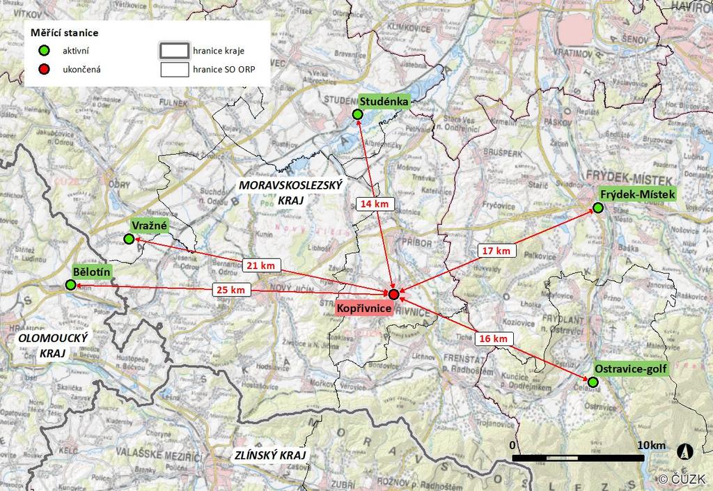 2.3 Zpracování výsledků ze stanic imisního monitoringu v okolí města Kopřivnice a v Kopřivnici K vyhodnocení kvality ovzduší na území města Kopřivnice nejsou (mimo data z roku 2009) žádné naměřené