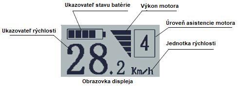 POPIS DISPLEJA Zapnutie a vypnutie elektrobicykla Pre zapnutie elektrobicykla podržte tlačidlo MODE po dobu 2 sekúnd.