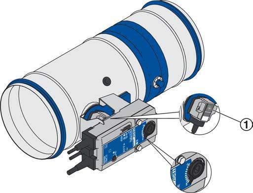 Při manipulaci se spouštěcím mechanismem nesahejte do protipožární klapky. Požadavek Je zapnuto elektrické napájení 1. Stiskněte přepínač 1 a držte jej stisknutý.