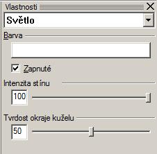 Pomocí editace řídících bodů si studenti vyzkoušejí změnit poloměr menší (maximálně osvětlené) výseče i poloměr celého kužele.