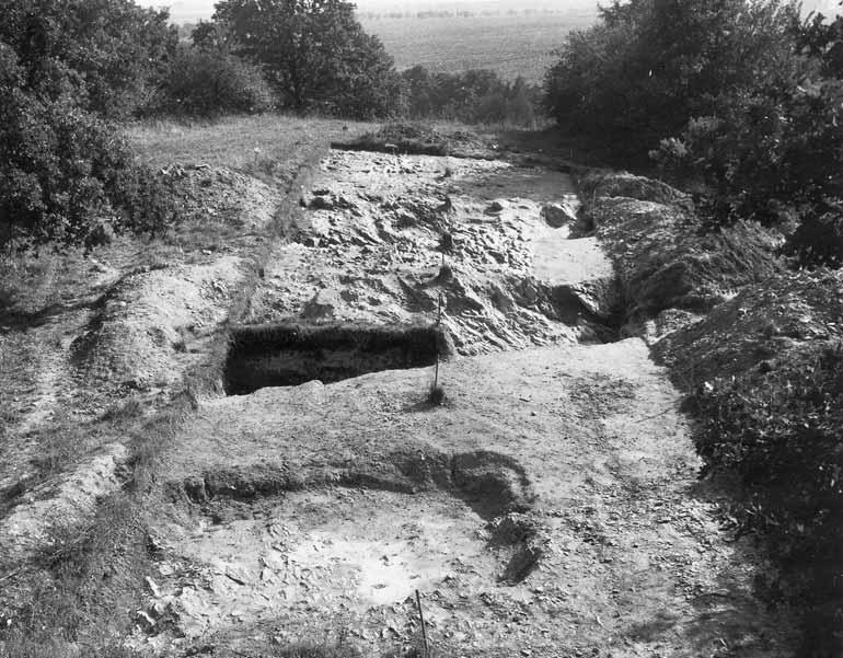 Denemarská ostrožna v době řivnáčské kultury Foto 38. Příkopy 1 3. Řada sektorů B C na severním předhradí a severním okraji akropole.