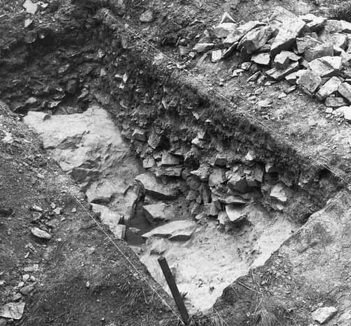 Denemarská ostrožna v době řivnáčské kultury Foto 57. Akropole, východní svah. Sonda v sektoru Z8 (od JV). Foto 57. Akropolis, Osthang. Sonde in Sektor Z8 (von SO). Foto 56. Východní předhradí.
