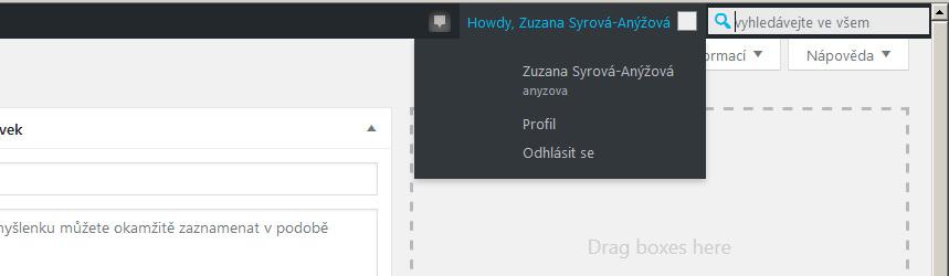 Přepínat mezi veřejnou a vyhrazenou částí je pak možno odkazy na stránce vlevo nahoře