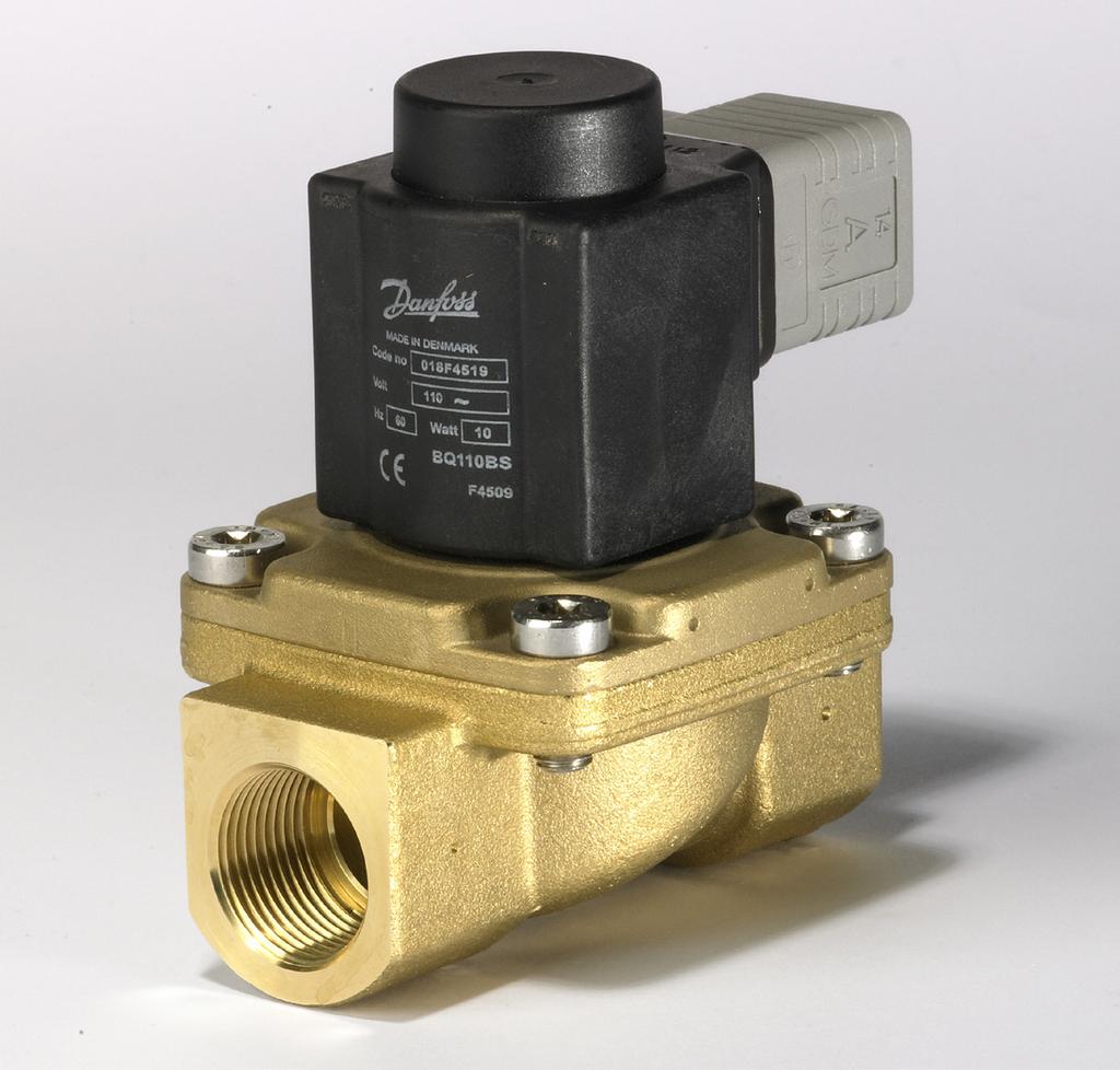Datový list Nepřímo ovládané 2/2-cesté parní elektromagnetické ventily u EV225B EV225B je 2/2cestný elektromagnetický ventil řízený servopohonem vhodný pro parní systémy.