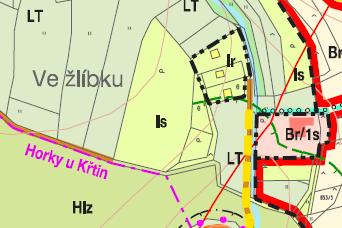 Kr 3.03: městyse Plochy sadů a zahrad v severní části Obsahem změny Kr 3.03 je prověření změny podmínek využití pozemků pozemky parc.č. 38/79, 894 a 38/19, všechny v k.ú.