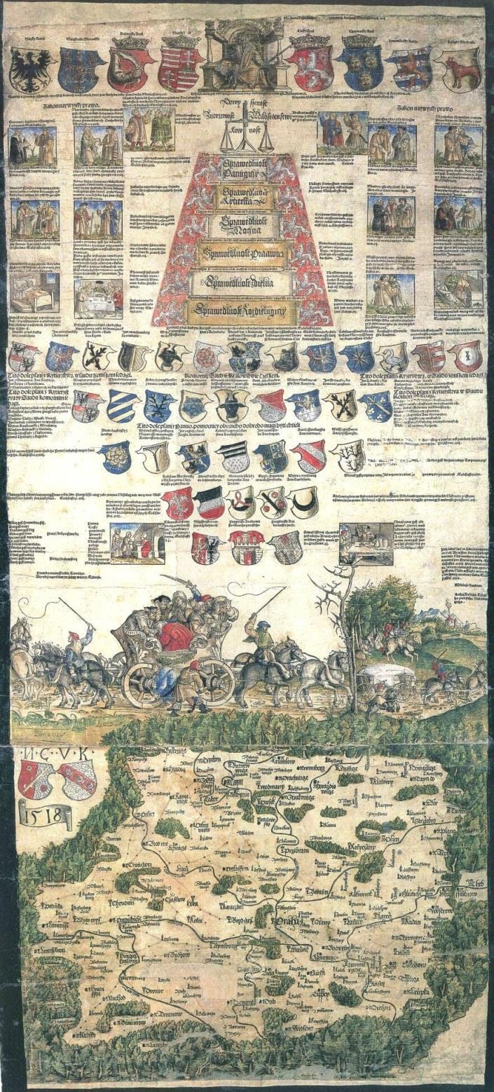 Mikuláš Klaudián Mapa má rozměr 640 x 1260 mm a obsahově je rozdělena na dvě části.