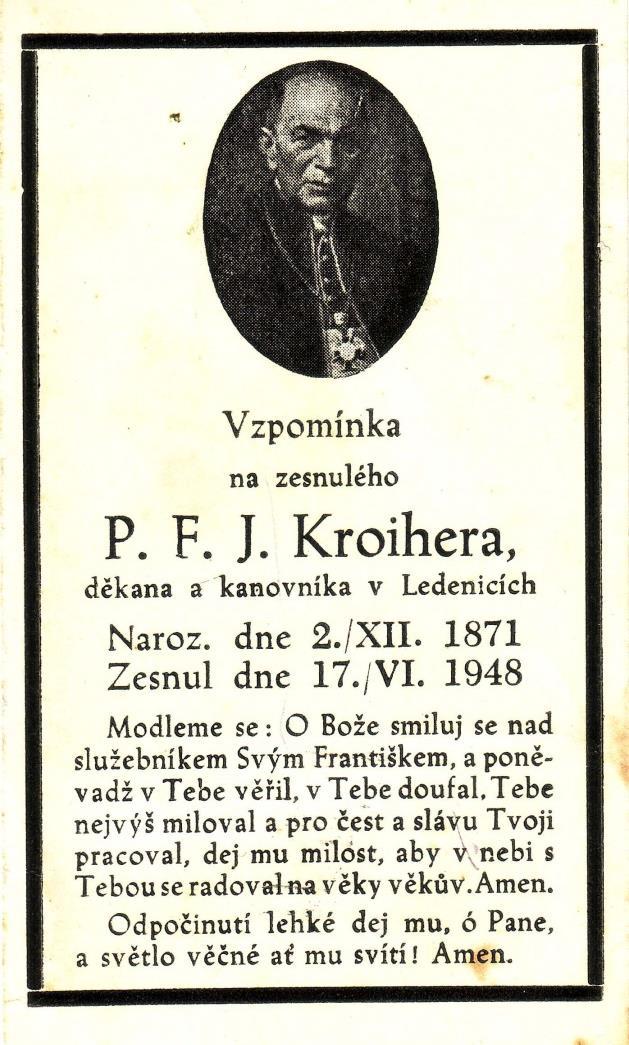 Obr. 53 Lícová strana tištěné vzpomínky vydané