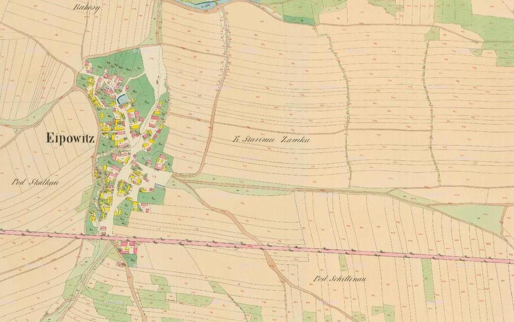 Obrázek 2 - Obec Ejpovice na mapě stabilního katastru 1826-1843 II.