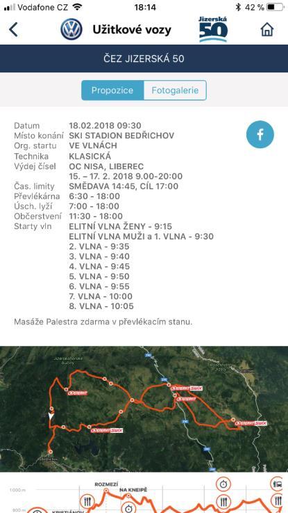 MOBILNÍ APLIKACE Informace k závodům Závodnický profil