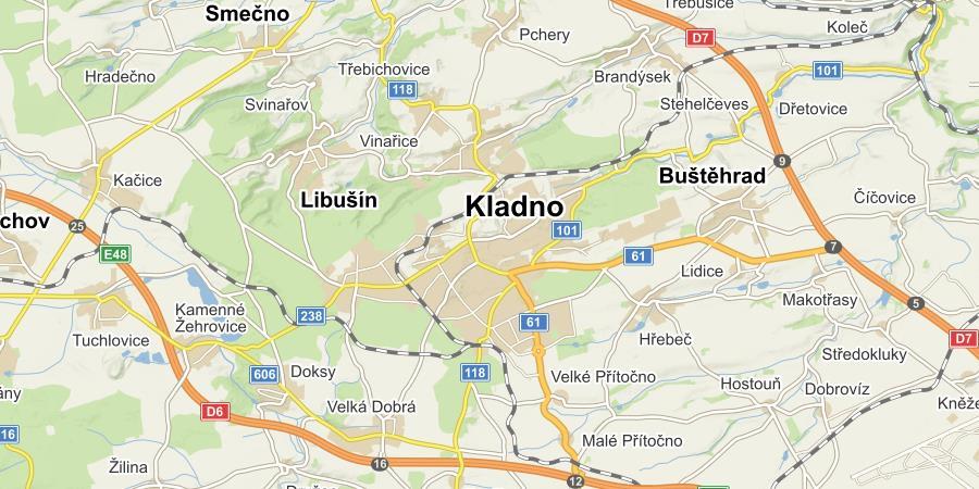 2 DOPRAVA V KLADNĚ 2.1 Silniční síť Díky své poloze mezi dálnicemi D6 a D7 není město Kladno výrazně zatíženo tranzitní dopravou. Velká část silniční dopravy v Kladně má svůj počátek nebo cíl.