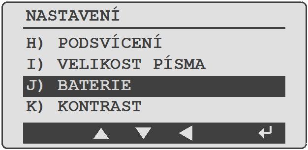 Provoz CZ BATERIE Úroveň nabití baterie lze ověřovat, v případě že má baterie nízkou kapacitu, tak ji vyměňte. Jednotka je napájena standardní alkalickou 9 V baterií.