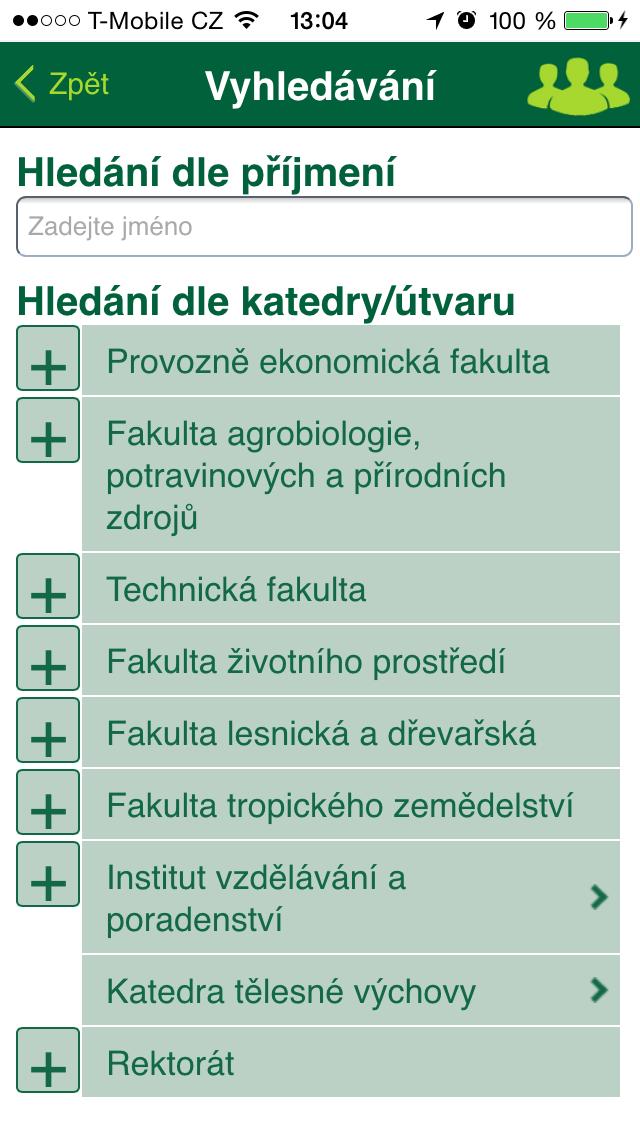 Kontakty Zaměstnance ČZU můžete vyhledávat buď podle příjmení, nebo podle útvaru/katedry, ke kterému patří.